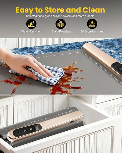 بساط تدفئة الطعام من الجرافين مقاس كبير جدًا 43 بوصة × 16 بوصة مع وسادة عازلة للسطح، صينية تدفئة كهربائية بقدرة 560 وات للبوفيه، جهاز تسخين الطعام للحفلات والتجمعات، 6 مستويات حرارة و6 مؤقت، رمادي ذهبي in Kuwait