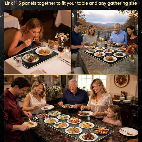 صينية تدفئة كهربائية XXXL مقاس 44 بوصة × 16 بوصة مع حقيبة تخزين، بساط تدفئة طعام بحجم قابل للتعديل، وحدات قابلة للتوسيع 5 في 1، سخان طعام للحفلات والبوفيه وتقديم الطعام والتجمع، درجة حرارة ومؤقت 8 مستويات، حافة ذهبية in Kuwait