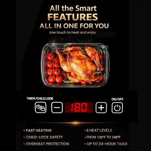 صينية تدفئة كهربائية XXXL مقاس 44 بوصة × 16 بوصة مع حقيبة تخزين، بساط تدفئة طعام بحجم قابل للتعديل، وحدات قابلة للتوسيع 5 في 1، سخان طعام للحفلات والبوفيه وتقديم الطعام والتجمع، درجة حرارة ومؤقت 8 مستويات، حافة ذهبية in Kuwait