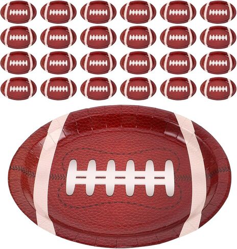 ibasenice 50pcs Football Shaped Paper Plates Rugby Party Snack Trays Disposable Tableware for Sports Events Tailgating and Birthday Celebrations in Saudi Arabia