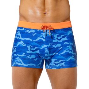 Casey Kevin Men's Swim Briefs Square Leg Printed Swimming Trunks Quick Dry Drawstring Bathing Suit Board Short for Beach in Kuwait