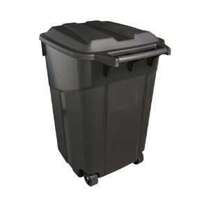 Heavy Duty Wheeled Plastic Garbage Can, 45 Gallon Capacity, Attached Lid, Black in Saudi Arabia