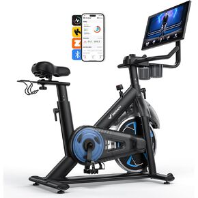Merach Exercise Bike with 21.5" HD Screen, Auto-Resistance Stationary Bike for Home Gym Fitness, Smart Indoor Workout Bike 330 Lbs Weight Capacity & Self-Developed App in Kuwait
