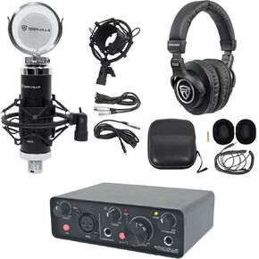Rockville Bundle: Rockville R-TRACK SOLO Recording USB-C Audio Interface, RCM03 Pro Condenser Microphone, PRO-M50 Studio Headphones (3 Items) in Kuwait