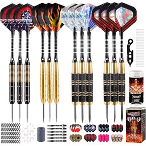 CHERAINTI Darts Metal Tip Set, Professional Steel Tip Darts, 20g 24g Pro Metal Tipped Dart Set for Dartboard with Brass Barrels, Aluminum Shafts, Extra Flights, Sharpener Tool Kit, and Carrying Case in Kuwait