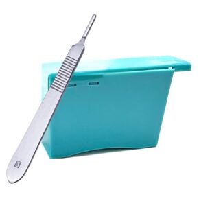 Scalpel Blade Remover & Handle Set – Handheld Sharps Container | Disposable Blade Remover & Stainless Steel Scalpel Handle No. 3 for Blades No. 10, 10R, 11, 12, 13, 14, 15, 15A, 15C in Saudi Arabia