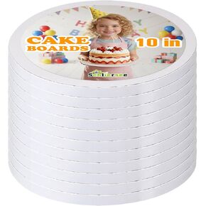 Schliersee 10 Packs Cake Boards 12 inch Round, Food Grade 1/2" Thick Sturdy Cardboard Base Disposable Cake Drum Circles Baking Decorating for Wedding, Party, Birthday Desserts in Kuwait