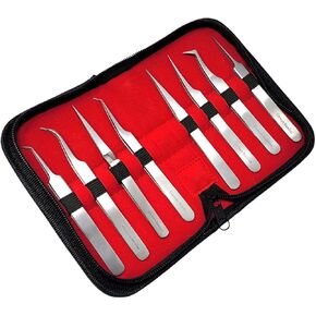 Microdissection Lab Forceps Set Includes 8 Different Fine Precision Point Tweezers Made of Stainless Steel Ideal for Working Under Microscope Delicate Laboratory Work Comes in a Zipper Carrying Case in Kuwait