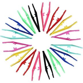 24 قطعة من الملقط البلاستيكي المضاد للانزلاق - ملقط بتصميم كوليت مسنن لمجموعة الخرز، ولصق أحجار الراين، والحرف اليدوية للأطفال in Kuwait