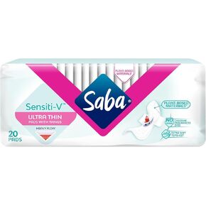 Saba Sensiti-V Ultra Thin Pads with Wings, 80 Count (4 Packs of 20) in Kuwait