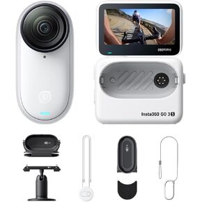 Insta360 GO 3S Adventure Bundle - 64 GB Family Bundle Black 4K Tiny Portable Vlogging Camera, Hands-Free POVs, Mount Anywhere, Stabilization, 140 Min Battery Life, 10m Waterproof, Pet POV in Kuwait