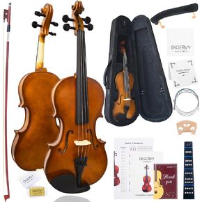 طقم كمان 4/4 بالحجم الكامل، مجموعة كمان كمان للطلاب البالغين المبتدئين مع قوس من خشب الورد، وحقيبة كمان، ومسند كتف، وأوتار إضافية وجسر (خشب رقائقي، كامل) in Kuwait