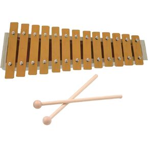 13 Notes Glockenspiel Classic Xylophone, Metal Keys Percussion Musical Rhythm Handheld Musical Instrument with 2 Wooden Beaters Mallets, Gift for Beginners Students Wood C in Kuwait