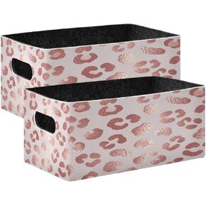 Kcldeci Rose Gold Leopard Collapsible Storage Bins, 2 Pack Foldable Storage Baskets for Organizing, Sturdy & Portable, Pink in Kuwait