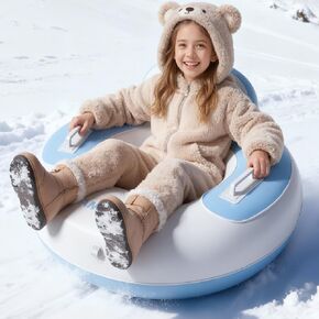 أنبوب الثلج، أنابيب ثلج رجل الثلج مقاس 34 بوصة للأطفال والكبار، زلاجة ثلج متينة قابلة للنفخ مقاومة للبرد مع مقابض وحبل سحب، زلاجة شديدة التحمل قابلة للنفخ، زلاجة هوائية محمولة بصمام سريع in Kuwait