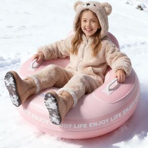 Snow Tube, 34‘’ Snowman Snow Tubes for Kids & Adults, Durable Cold-Resistant Inflatable Snow Sled with Handles & Tow Rope, Heavy-Duty Inflatable Sled, Portable Air Sled with Fast Valve in Kuwait