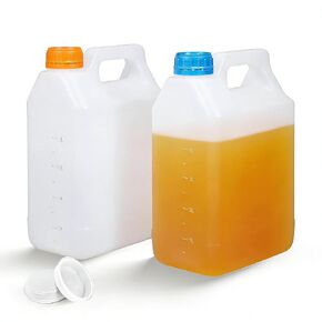 2 Pcs 1.3 Gallon Jugs with Caps Empty Plastic Gallon Containers with Lids Container Automotive Square F-Style Plastic Jug for Liquids Water Laundry Soaps Detergents Home and Commercial Use in Kuwait