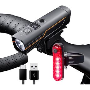 مجموعة مصابيح الدراجة الذكية - مصابيح أمامية وخلفية للدراجة تستشعر الضوء تلقائيًا، 1200 مللي أمبير في الساعة LED قابلة لإعادة الشحن، 212 لومن، مقاومة للماء IPX4، 4 أوضاع، معدات أمان سهلة التركيب لدراجات الطرق والأطفال in Kuwait