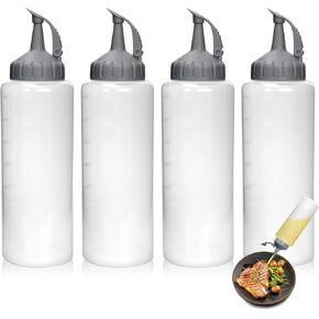 Oil Bottle for Griddle With Twisting Lids, Griddle bottle squeeze for Sauces and Oil,Leak-proof,BPA Free Plastic,Gray,12oz(350ml),4Pack in Kuwait
