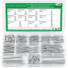 مجموعة متنوعة من 140 قطعة من براغي M4 فيليبس ذات الرأس، 304 مسامير مترية من الفولاذ المقاوم للصدأ بأحجام طويلة جدًا (12 مم - 60 مم) للأثاث ومقابض الأبواب وإصلاحات الفتحات العميقة in Kuwait