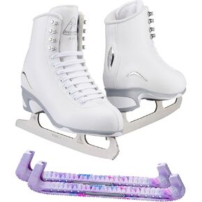 Jackson Ultima Finesse Girls’ / Women’s White Figure Ice Skates Bundle with Skate Guards in Kuwait