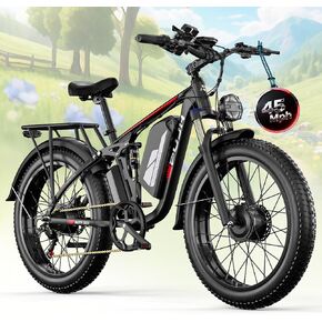 6000W Dual Motor Electric Bike for Adults 60V 20Ah Fast Ebike for Men Women,45MPH Up to 100 Miles,24" Fat Tire Suspension Electric Bicycle for Snow Commuter Mountain E-Bike in Saudi Arabia