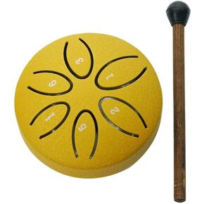 طبلة لسان فولاذية صغيرة، 6 نغمات، 3 بوصات، طبلة مطر، طبلة يدوية، أداة طبلة فولاذية مع مطارق حقيبة سفر وكتاب أغاني للموسيقيين ذهبي in Kuwait