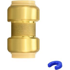 3/4" Push-fit Straight Coupling Plumbing Fitting, 3/4" Brass Push-to-Connect Plumbing Fitting, for Copper, PEX, CPVC Pipe in Kuwait