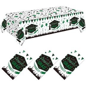 Kinlop 3 Pcs Graduation Tablecloths Class of 2024 Graduation Party Decorations Supplies Congrats Grad Table Clothes Covers Disposable Plastic Large Size 51 x 108 (Blue, Gold) in Kuwait
