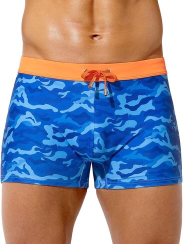 Casey Kevin Men's Swim Briefs Square Leg Printed Swimming Trunks Quick Dry Drawstring Bathing Suit Board Short for Beach in Kuwait
