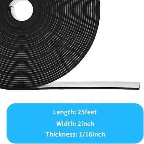 DEVNOL Neoprene Solid Rubber Strips with Adhesive Backing 1/16 (.062)" Thick X 2" Wide X 25'Long Grade 65A for Gasket, Surface Protection, Sealing in Kuwait