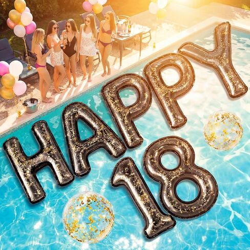 Sumind 14 PCS 20 "Sweet 16 Bollating Pool Letters Letters Flafable Lefliter 16 Decorts Tructions with Beach Beach Pink Crown for Sweet 16 Pool Party Decorations in Kuwait