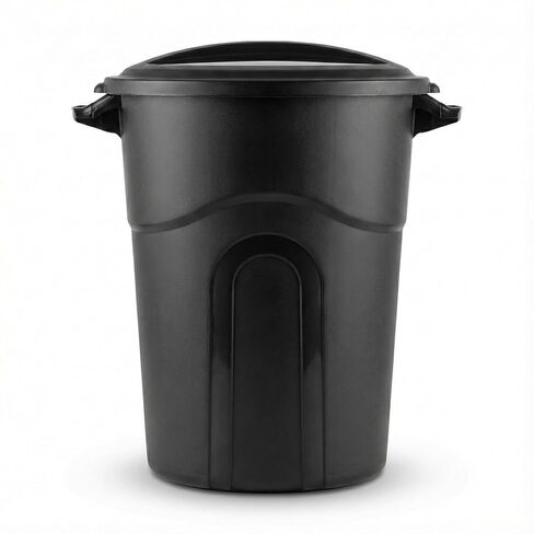 20 Gallon Heavy Duty Trash Can with Secure Click-Lock Lid – Durable All-Weather Plastic Garbage Bin for Outdoor Patio, Garage, Kitchen & Commercial Use – Black Utility Container in Saudi Arabia