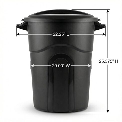 20 Gallon Heavy Duty Trash Can with Secure Click-Lock Lid – Durable All-Weather Plastic Garbage Bin for Outdoor Patio, Garage, Kitchen & Commercial Use – Black Utility Container in Saudi Arabia