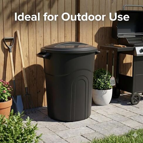 20 Gallon Heavy Duty Trash Can with Secure Click-Lock Lid – Durable All-Weather Plastic Garbage Bin for Outdoor Patio, Garage, Kitchen & Commercial Use – Black Utility Container in Saudi Arabia