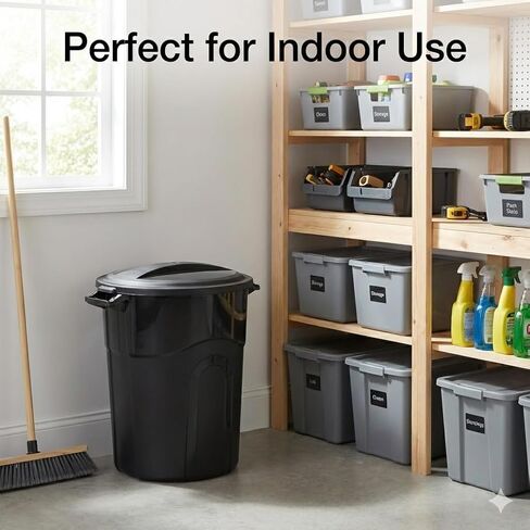 20 Gallon Heavy Duty Trash Can with Secure Click-Lock Lid – Durable All-Weather Plastic Garbage Bin for Outdoor Patio, Garage, Kitchen & Commercial Use – Black Utility Container in Saudi Arabia