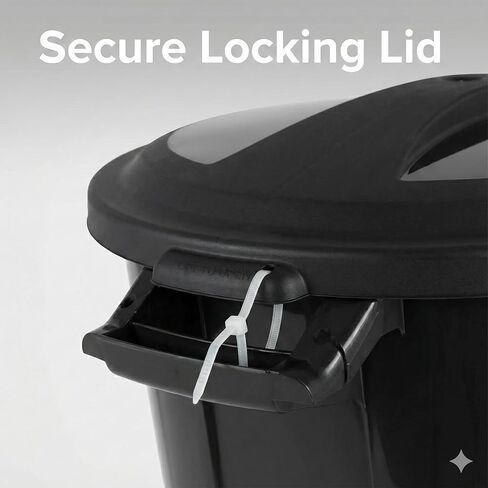 20 Gallon Heavy Duty Trash Can with Secure Click-Lock Lid – Durable All-Weather Plastic Garbage Bin for Outdoor Patio, Garage, Kitchen & Commercial Use – Black Utility Container in Saudi Arabia