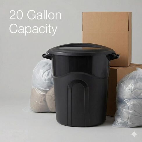 20 Gallon Heavy Duty Trash Can with Secure Click-Lock Lid – Durable All-Weather Plastic Garbage Bin for Outdoor Patio, Garage, Kitchen & Commercial Use – Black Utility Container in Saudi Arabia