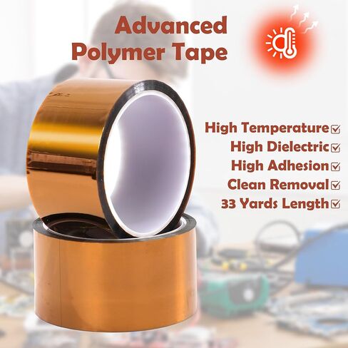 1 Rolls Heat Transfer Tape High-500 Fahrenheit Degree Heat Resisitant Adhesive Temperature Polyimide Tape for Soldering Electrical Masking 3D Printer Application in Saudi Arabia