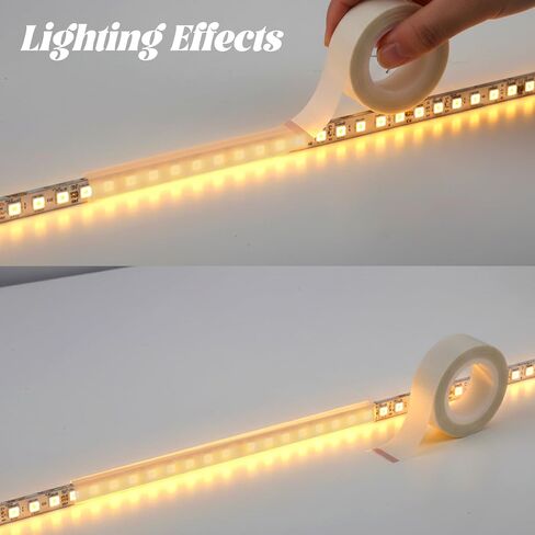 شريط تعتيم الضوء 0.79 بوصة × 29.5 قدم شريط ناشر LED، ملصق غطاء قناع شريط إضاءة LED لتنعيم الضوء لأضواء الناشر قليلاً (البيج والقهوة، قطعتان) in Saudi Arabia