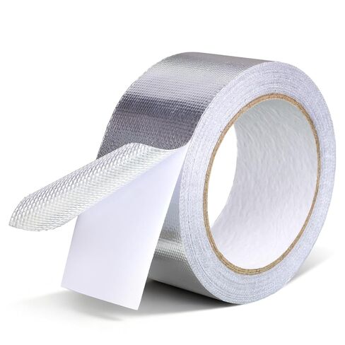 Aluminum Foil Tape, Glass Fiber Heat Shield Reflective Tape Silver Self-Adhesive Heat Resistant Tape Heavy Duty 2in x 66ft, Duct Insulation High Temp Protection for Sealing, Patching in Kuwait