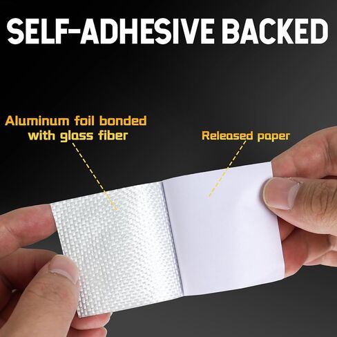 Aluminum Foil Tape, Glass Fiber Heat Shield Reflective Tape Silver Self-Adhesive Heat Resistant Tape Heavy Duty 2in x 66ft, Duct Insulation High Temp Protection for Sealing, Patching in Kuwait