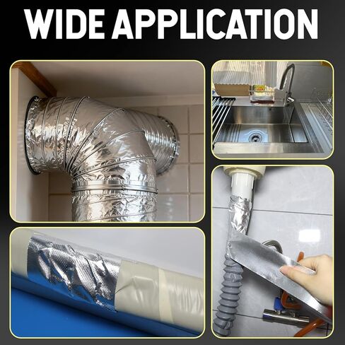 Aluminum Foil Tape, Glass Fiber Heat Shield Reflective Tape Silver Self-Adhesive Heat Resistant Tape Heavy Duty 2in x 66ft, Duct Insulation High Temp Protection for Sealing, Patching in Kuwait