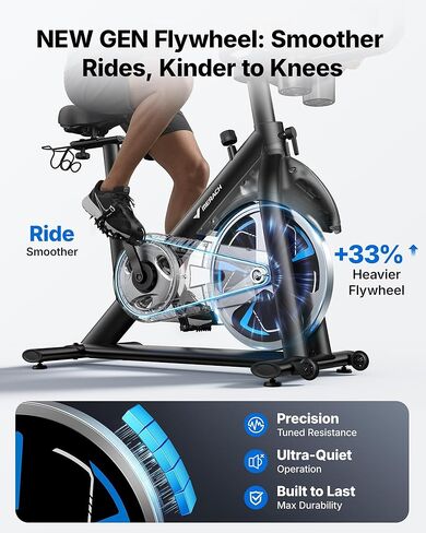 Merach Exercise Bike with 21.5" HD Screen, Auto-Resistance Stationary Bike for Home Gym Fitness, Smart Indoor Workout Bike 330 Lbs Weight Capacity & Self-Developed App in Kuwait