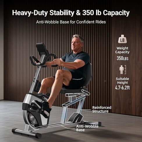 دراجة تمرين هارسون لكبار السن والكبار، دراجة مغناطيسية هادئة للمنزل، مقعد مريح واسع مع تصميم سهل التنقل، مقاومة 14 مستوى، مقعد منزلق قابل للتعديل، سعة 350 رطل in Kuwait