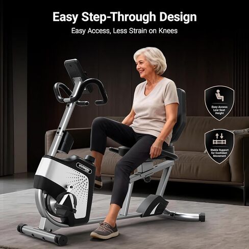 دراجة تمرين هارسون لكبار السن والكبار، دراجة مغناطيسية هادئة للمنزل، مقعد مريح واسع مع تصميم سهل التنقل، مقاومة 14 مستوى، مقعد منزلق قابل للتعديل، سعة 350 رطل in Kuwait