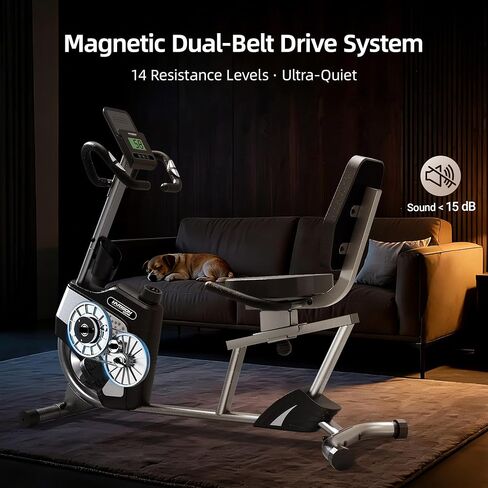 دراجة تمرين هارسون لكبار السن والكبار، دراجة مغناطيسية هادئة للمنزل، مقعد مريح واسع مع تصميم سهل التنقل، مقاومة 14 مستوى، مقعد منزلق قابل للتعديل، سعة 350 رطل in Kuwait