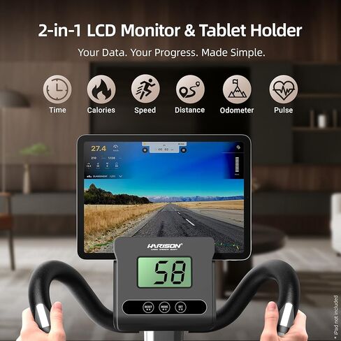 دراجة تمرين هارسون لكبار السن والكبار، دراجة مغناطيسية هادئة للمنزل، مقعد مريح واسع مع تصميم سهل التنقل، مقاومة 14 مستوى، مقعد منزلق قابل للتعديل، سعة 350 رطل in Kuwait