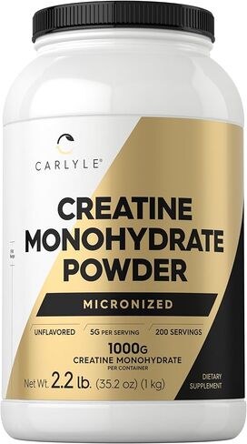 Carlyle Creatine Monohydrate Powder 5000mg | 200 Servings | Unflavored | 2.2lbs | Micronized Creatine Supplement | Vegan, Non-GMO, Gluten Free in Saudi Arabia
