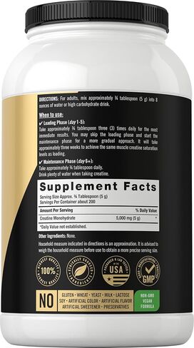 Carlyle Creatine Monohydrate Powder 5000mg | 200 Servings | Unflavored | 2.2lbs | Micronized Creatine Supplement | Vegan, Non-GMO, Gluten Free in Saudi Arabia